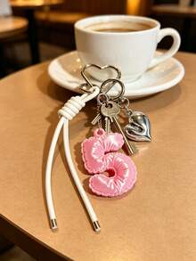 MIYIN 3D Printer Number Bag Charms(0-9),Cute Bubble Letter Pendant For Handbags With Key Ring & Heart Decoration,Unisex,Bag Charms Accessories For Backpack - Pink - View 14