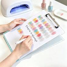 1pc Transparent Pentagram Pattern Nail Art Display Board, Large Capacity Nail Art Product Photography Prop Background Board, Desktop Nail Art Sample Style Display Rack, Fake Nails Nail Art Style Display Book - Multicolor - View 3