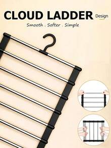 Multi-Layer Pants Rack, Cloud-Shaped Tiered Pants Hanger, Multi-Layer Non-Marking Pants Clips, Foldable Multi-Functional Pants Hanger, Space-Saving Closet Storage Rack. Anti-Slip Tiered Structure, Can Hang Jeans, Long Pants, Bed Sheets, Scarves, Belts, Ties And Other Items. Essential For Dorm Closet Storage, Suitable For Holiday Organization, Easy Assembly, Convenient Installation, Simple And Practical, Easy To Access Clothing. - Multicolor - View 2