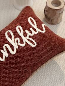 1件感恩節橘色感恩字母刺繡枕套，適合室內裝飾，感恩節裝飾，四季通用枕套，不含枕芯 - 橘色 - 查看 8