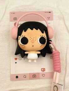 Cute 3D Cartoon Girl Silicone Earphone Protective Case, Pink Earphone Shape, Soft Shockproof Anti-Drop Anti-Dust, With Lanyard Hole, Compatible With AirPods 3/4, Pro/Pro 2/Pro 3, Kawaii Earphone Accessory - Multicolor - View 5