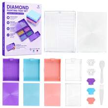 Bandeja de almacenamiento de herramientas de pintura de diamantes 5 en 1 DIY, accesorios y herramientas de pintura de diamantes, contenedor de almacenamiento apilable para pintura de diamantes, en caja - A - Ver 13