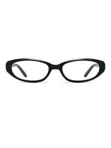 1 Pair Women's Black Vintage Small Frame Minimalist Versatile Fashion Non-Prescription Glasses - glossy black - View 3