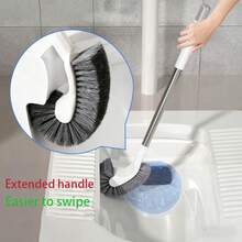 C-Shaped Long Handle Toilet Brush - Stainless Steel Material, Wall-Mounted, Designed For Thorough Cleaning Of Standard Toilets And Squat Toilets (Including Hard-To-Reach Areas). - A - View 4