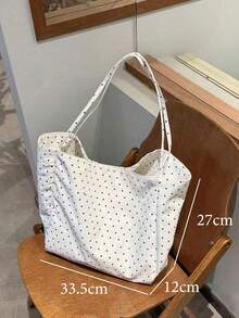 New Women's Polka Dot Large Capacity Shoulder Bag, Tote Bag, Oversized Casual Shoulder Travel Bag, Versatile Daily Jacquard Shoulder Bag, Women's Shoulder Bag, Korean Minimalist Style Large Capacity Polka Dot Underarm Bag - Lightweight And Fashionable, Suitable For Commuting, Shopping And Daily Wear (Niche Design), College Essential, Travel Essential, Back To School, Travel Organizer - Multicolor - View 10