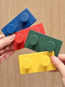 Mixed Color Home Hooks, Building Block Style, Multi-Color, Strong Adhesive Backing, Drill-Free Installation, Seamless And Aesthetic, High Load-Bearing, Can Hang Coats, Scarves And Bags, Suitable For All Indoor Walls, Multi-Functional Hooks - Multicolor - View 5