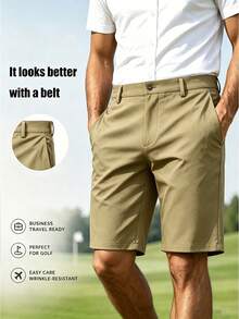 Men's Golf Shorts, Business Casual Bermuda Shorts, Suitable For Travel, Meetings, Golf, Outdoor Sports And Daily Work Wear Summer - Khaki - View 5
