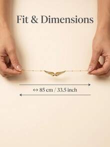 1pc European & American Style Personalized Versatile Minimalist Elegant Casual Creative Design Double Layer Wing Waist Chain - Yellow Gold - View 5