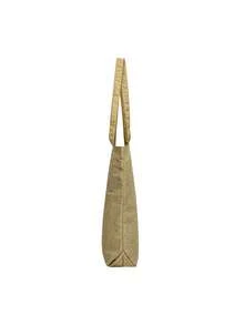 Solid Color Men's Shoulder Tote Bag, Versatile Shopping Bag, Striped Large Capacity Canvas Bag - Khaki - View 2
