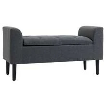 Bench With Storage Space, Upholstered Bench, Stool, Seat Chest, Can Hold Up To 130 Kg, Linen Touch Dark Grey, 116 X 44 X 58 Cm For Hallway And Living Room - A - View 1