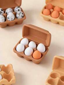 1 Set Mini Egg Carton With Eggs, Realistic Miniature Egg Tray, Miniature Scene Decor, Pretend Play Mini Food Kitchen Furniture, Miniature Model Enthusiast Egg Tray Set - Realistic Kitchen Scene, Table, Suitable For Bag Charm - Multicolor - View 1