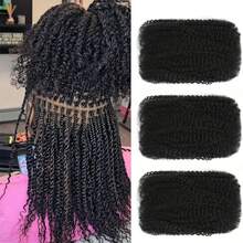 Afro Kinkys Bulk Synthetic Hair For Dreadlock Extensions Loc Repair Braiding Twist Tight Afro Kinky Synthetic Hair For Locs Women Men All Use - Black - View 8