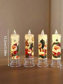 4/1pc Christmas Flameless Flickering LED Candles, Battery Operated LED Tea Lights, Cartoon Santa Claus Reindeer Snowman Print, Birthday Party, Wedding Decor, Romantic Candlelight Dinner, Valentine's Day, Christmas Decor, Home Decor, Tabletop Decor - Christmas - View 9