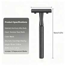 Keropy 1pc Men's Razor, Black Matte Heavy Duty DE Safety Razor, Suitable For Wet Shaving Including 10 Blades - Vintage Classic Design, Anti-Slip Handle . Ideal Gift For Men, Father's Day, Birthday - Multicolor - View 3