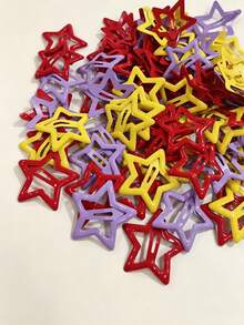 200pcs/100pcs/50pcs/20pcs Women's Colorful Star-Shaped Hair Clips, BB Clips, 3cm/1.18in, Multiple Colors Available, Cute Side Clips, Girls Decorative Hair Clips, Small Delicate Hair Clips, Holiday, Party, Play, School, Daily Outfit Matching Hair Accessories - Multicolor - View 5