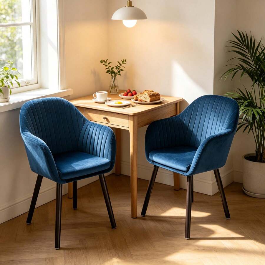 Relax Chair With Armrests, Reception Chair, Table Chair, Accent Chair, Dining Chair, Living Room Chair (Only 2PCS Chairs), 42 X 50 X 81 Cm - Black - View 1
