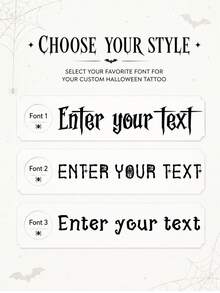 1-20pcs Custom Halloween Text Temporary Tattoo Sticker, Gothic Party Body Decor, Personalized Name Tattoo, Customized Spooky Quote Decal, Customizable Trick Or Treat Gift, Halloween Party Favor, Personalized Tattoos, Fake Tattoos, Family, Friends - Multicolor - View 3
