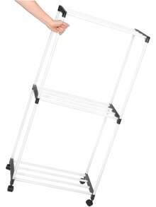 Tendedero resistente con ruedas, secador portátil, adecuado para baños de dormitorios y balcones, estante para toallas que ahorra espacio. - 1 - Ver 2