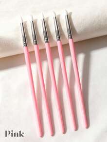 5pcs Silicone Nail Art Sculpting Pen Set - Multi-Shape Tips For Carving, Embossing, 3D Flower Design & Powder Application, White/Pink/Transparent Handle Options - Multicolor - View 9