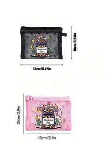 Mini Portable Mesh Medicine Bag With Pill Bottle Medical Supplies Letter Pattern, First Aid Emergency Kit Outdoor Home Medicine Pill Storage Bag, Suitable For Travel Storage Bag, Makeup Bag, Cosmetic Bag, Vacation Organizer, Skincare Bag, Lip Gloss Storage Bag, Bathroom Storage, Student Dorm Toiletry Bag, Gift For Wife, Family, Friends, Suitable For Christmas, Back To School, Birthday Gift. - Multicolor - View 12