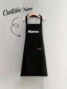 Customizable Name Apron - Durable And Comfortable Neutral Kitchen Workwear, Easy To Care For, Practical Design With Pockets And Adjustable Shoulder Straps, Perfect For Cooking Enthusiasts - Multicolor - View 11