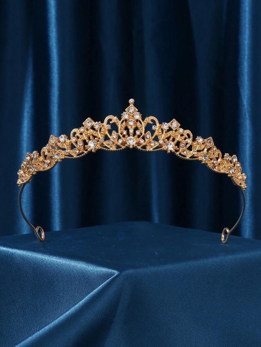 Crystal Crown Tiara For Women – Tiaras For Women With Rhinestones – Crown For Wedding Bridal, Party Crown Bride - Gold - View 1