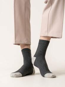 5/6 Pairs Men's Cotton Color Block Contrast Toe & Heel Crew Socks, Mesh Ventilation Breathable Soft Socks, Moisture‑Wicking Casual Daily Socks - Multicolor - View 11