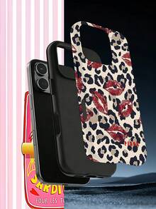 GIIPPA 1pc Leopard Print Red Lips Pattern Design, Phone 17 Pro Max Phone Case, Compatible With Phone 16 Pro Max, 15 Pro Max, 14 Pro Max, Korean Style High-End Fashion Fun Phone Case, Suitable For 11/12/13/14/15/16 Pro Max Plus, Elegant Design For Men And Women, Perfect Gift For Girlfriend On Christmas, Valentine's Day, Easter, Wedding Season And Birthday! - Multicolor 1 - View 6