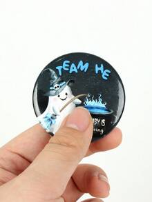 30pcs Gender Reveal Boy Girl Team Brooches, Halloween Button, Gender Reveal Pins, Ghost Pins, Baby Shower Badges, Halloween Decorations, Halloween Party Supplies, Baby Shower Supplies, Suitable For Gender Reveal Party Games And Baby Shower Decorations, Boy Girl Team Brooches - Multicolor - View 2