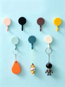 Colorful Self-Adhesive Hooks, Cute Wall Hooks, Towel Hooks, Home Storage, Plastic Adhesive, Decorative Wall, Kitchen Bathroom Office Closet Self-Adhesive Hooks - View 3