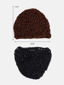2pcs Ladies' Handmade Crochet Sleep Cap, Hair Clip Alternative, Netting Cap Suitable For Daily Use Silk Bonnet Satin Bonnet Sleep Bonnet - Multicolor - View 13