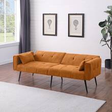 Best Choice Products Upholstered Futon Sofa Bed,Comfy Modular Foldable Sleeper Sofa 68″Fabric Couch Sleeper For Home,Dorm, Bonus Room, Compact Spaces. - 橘色 - 查看 5