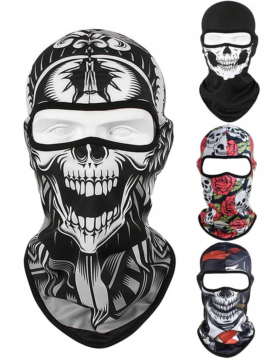 1/2pcs 3D Skull Face Mask, Unisex Full Face Mask For Skiing, Hiking, Cycling, Party And Holiday Costume Fashion Item - A - View 1