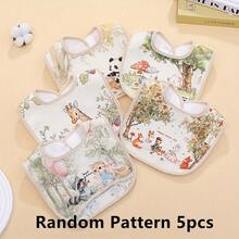 3 buah/Paket Celemek Bayi Muslin Berbentuk U, Kain Lap Sendawa Bergambar Kartun, Aksesoris Pemberian Makan Bayi - MultiWarna - View 9