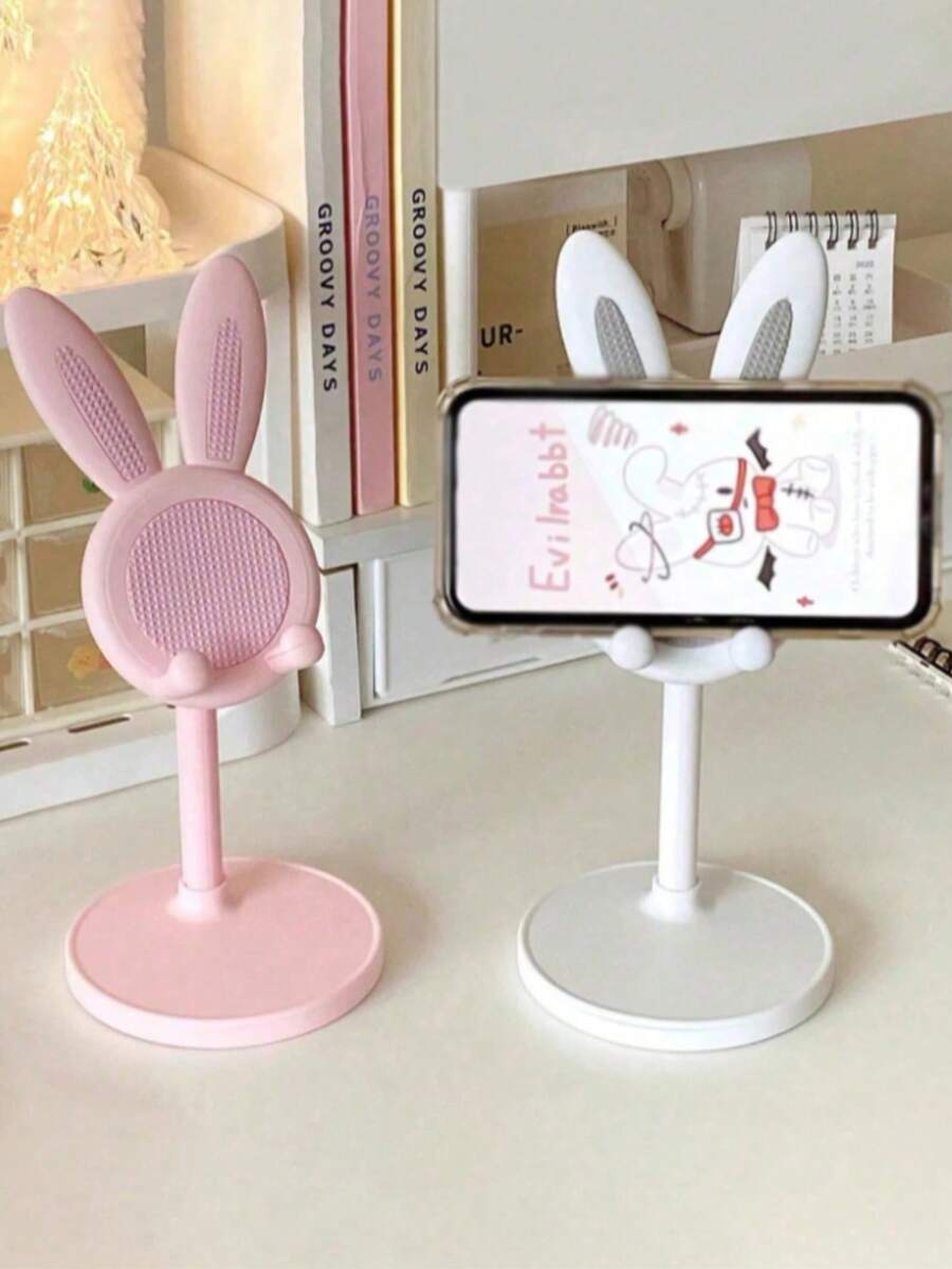 4/1pc Cute Rabbit Adjustable Phone Stand | Aesthetic Rabbit Desktop Phone Holder | Hands-Free Anti-Slip Phone Stand | Room Decor And Student Daily Essential Gift, Phone Stand - Color - View 1