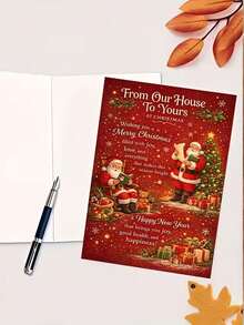 10/2pcs/Set Christmas Greeting Cards With Envelopes, Suitable For Friends, Family And Neighbors, Holiday Blessings, 2D Cards, Perfect For Family Exchange And Winter Gatherings, Christmas Cards, Perfect Christmas Invitations - One Size Fits All - View 8