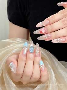 5 buah Hiasan Kuku Rhinestone Telur Merpati Bunga Es, Warna Permen Musim Panas, Bola Rhinestone Es Hancur Oval Tanpa Dasar, Aksesori Dekorasi Kuku 3D - MultiWarna - View 3