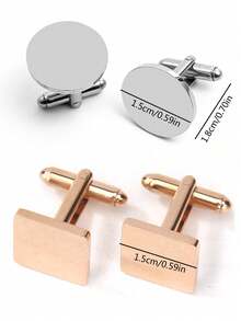2PCS Personalized Customized Multi-Color Premium Metal Shirt Cufflinks, French Business Suit Cufflinks For Men, Gold Black Square Round, Groom Groomsmen Bride Father Outfit Accessories - Multicolor - View 4