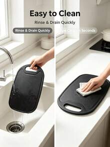 1/2pcs Black Plastic Cutting Board With Handle, Lightweight Kitchen Chopping Board, Easy To Carry, Convenient For Daily Use, Can Be Hung, Suitable For Preparing Fruits, Vegetables And Fast Food - Black - View 6