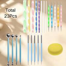 23Pcs Mandala Dotting Tools Set Acrylic Rods Stainless Steel Ball Tips Silicone For Rock Painting Clay Art - Multicolor - View 9