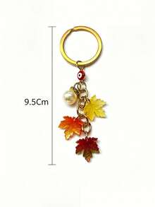 2pcs Vintage Gold Maple Leaf Keychain, Personalized Pearl Evil Eye Bag Charm Pendant. Suitable For Backpack Charm, Daily Bag Decoration, Holiday Party Gift, Back To School Gift, Women's Keychain, Car Keychain, Keychain Making Material, Backpack Charm Keychain, Keychain Pendant, Keychain Coin Purse, Bulk Keychain, Keychain Set, Keychain Accessories - Multicolor - View 9