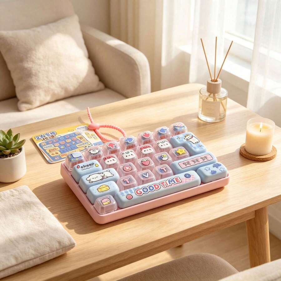 Mood Station 26 Keyboard Stress Relief Mechanical Keyboard Keycap Keychain Toy Bag Pendant Gift