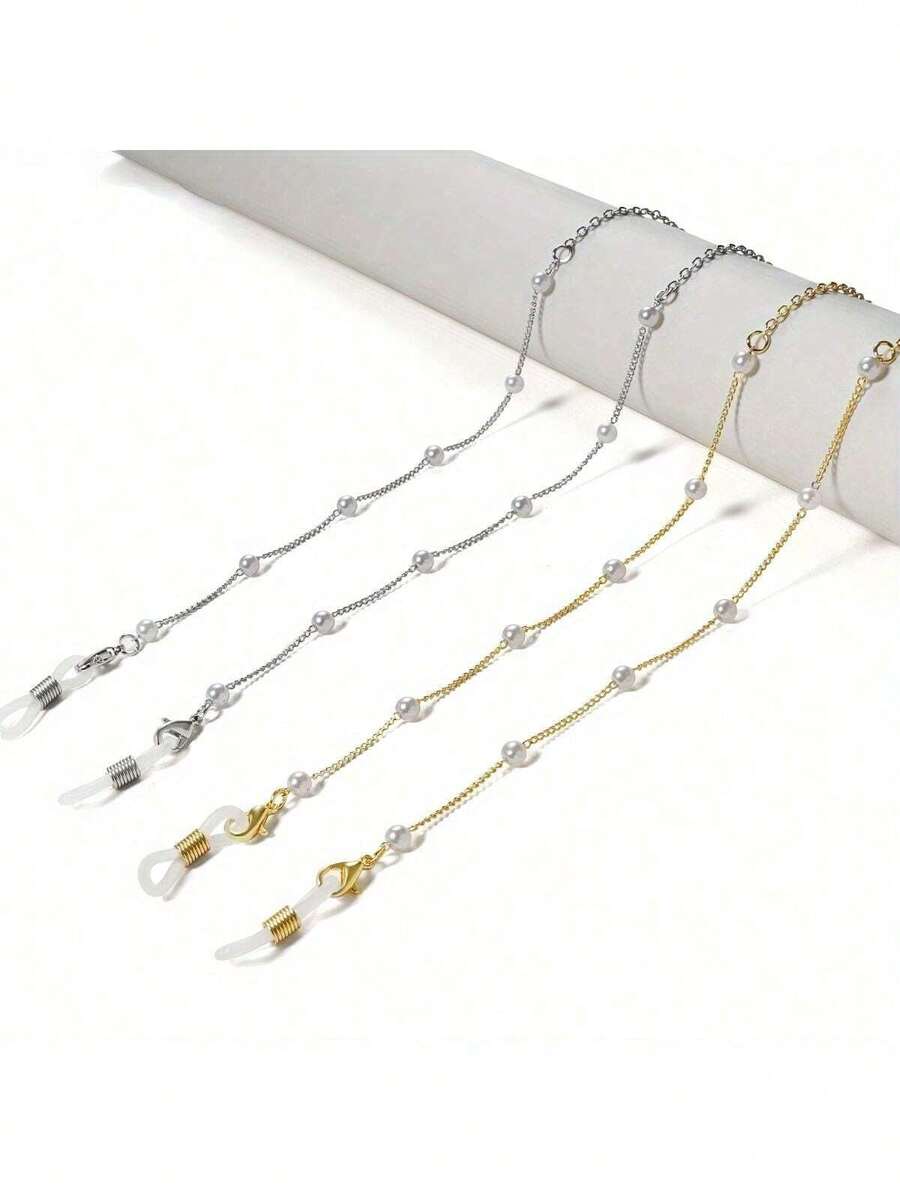 1pc Pearl Chain Style Glasses Chain Mask Hanging Chain Mask Loss Prevention Hanging Rope Necklace Hanging Neck Chain - Regular Style - View 1