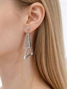 1 Pasang Anting-Anting Modis, Indah dan Elegan, Cocok untuk Wanita dalam Perjalanan Sehari-hari - Perak - View 4