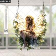 1pc Butterfly Fairy Colorful Glass Suncatcher, Magic Forest Fairy, Fairy Lover Gift, Acrylic Suncatcher, Colorful Glass Acrylic Decoration, Garden Yard Decor, Window Hanging Suncatcher, Perfect Birthday Blessing Gift, Creative Gift - Butterfly - View 2
