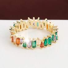 1pc Geometric Asymmetric Design Cubic Zirconia Inlaid Women's Ring Casual Gift - Multicolor - View 7