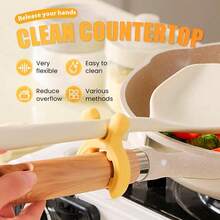 Silicone Pot Lid Rest Holder, Universal Kitchen Lid Stand For Pots And Pans, Anti Spill Cooking Helper With Heat Resistant Design, Compact Countertop Organizer For Holding Lids, Spoons And Utensils During Meal Preparation - Multicolor - View 3