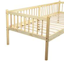Pinewood Daybed 90*200 Cm, Sofa Bed With 3-Sided Railings & 14 Support Rails, Natural, 208.5 X 97.3 X 72.4 Cm - Multicolor - View 9