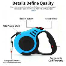 Guia Retrátil Automática para Cachorro e Gato, Corda para Passeio, Corrente e Guia para Cachorro - Cinza - Visão 3