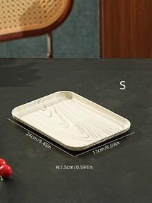 Light Wood Grain Tray, Used For Holding Food, Snacks, Drinks, Breakfast, Coffee, Rectangular Serving Tray, Durable Plastic PP Material - Beige - View 11